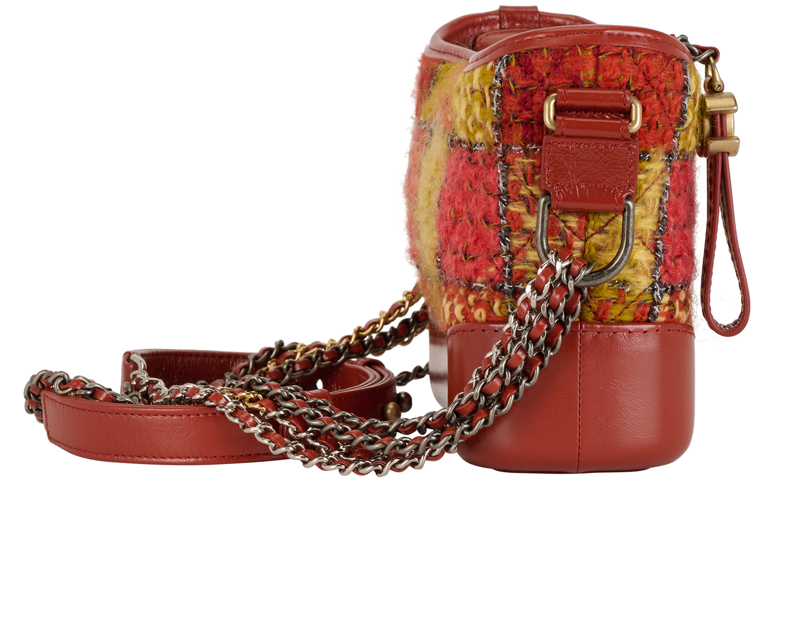 Gabrielle Small, &pound;1,500, Handbags, Orange/Red/Yellow, Leather/Tweed, Side view